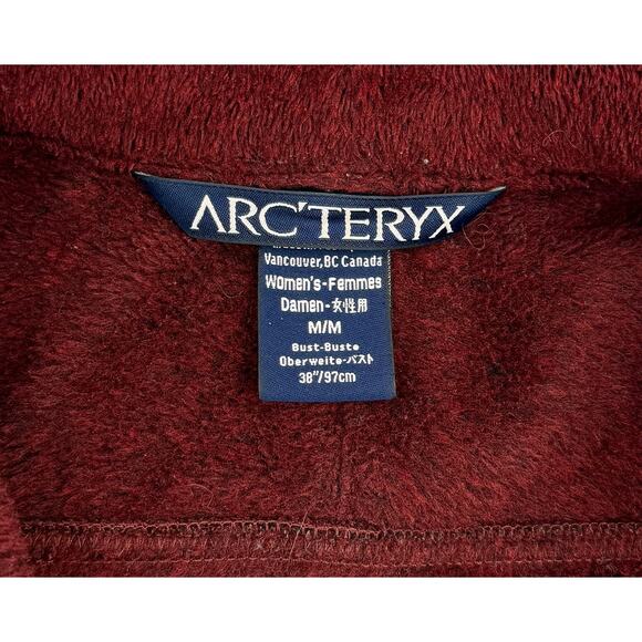 Arc'teryx Jacket Womens Medium Burgundy Fleece‎ Full Zip Outdoors Made In Canada - Picture 3 of 7